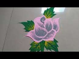 Simple Shading Rose Flower Rangoli Design Made By Jyoti Raut Rangoli Youtube Easy Rangoli Designs Free Hand Rangoli Design Rangoli Designs Images