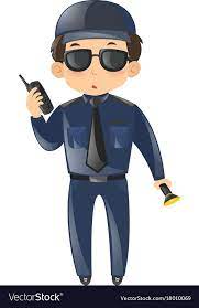 Security Guard With Phone And Light Royalty Free Vector Imagens 3d Aniversario