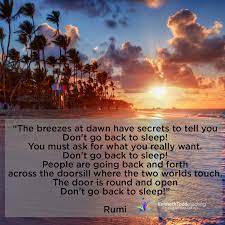 Don't go back to sleep. Rumi Quote About Morning Breeze Kenneth Todd Coaching