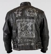 Sold Price Keith Haring Untitled Paintings Knokke April 5 0117 8 00 Am Mst Painted Leather Jacket Leather Jacket Keith Haring