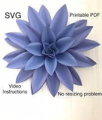 Dahlia Paper Flower Template Svg Pdf Dxf Png Large Paper Etsy Flower Template Giant Paper Flowers Paper Flower Patterns