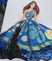 Drawing Fashion Illustrations Pinterest Cizim Instagram Da Fashion Illustration Creati Starry Night Dress Starry Night Art Fashion Illustration Dresses
