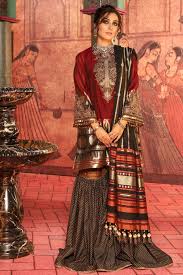 2 Piece Embroidered Suit With Jacquard Woven Dupatta