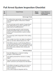 Fall Arrest System Inspection Checklist In 2020 Inspection Checklist Fall Arrest System Checklist