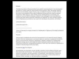 When someone publishes a procedure based on the template, the date here is replaced with the month and year that the next audit is due. Free Lockout Tagout Procedure Templates