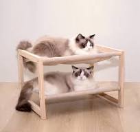 Amazon.com : zizouoe 2 Tier Cat Hammock Bed, Elevated Wooden Pet Bunk Beds  for Indoor Cats, Double Wooden Cat Bed, Solid Wood Raised Hanging Bed for 1  ...