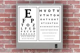 Snellen Eye Chart Test Light Box In Front Of Brick Wall 3d Rendering