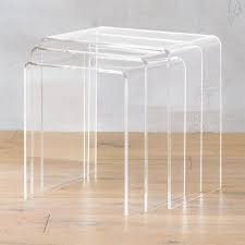 3 Piece Peekaboo Acrylic Nesting Table Set Reviews Cb2 Nesting Tables Family Room Design Guest Bedroom Remodel