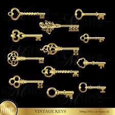 Harry potter gold snitch pewter key ring this beautifully crafted keyring features a 3d replica of the golden snitch and comes accompanied by a platform 9 3/4 pendant. Gold Keys Clip Art Vintage Skeleton Key Design Accents Etsy