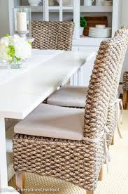Modern Coastal Farmhouse Dining Room With Seagrass Chairs Coastal Dining Room Dinning Room Chairs Seagrass Dining Chairs