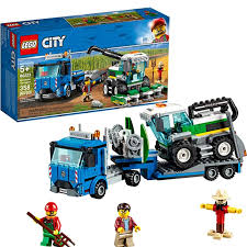 Lego City Pickup Caravan 60182 Building Kit 344 Pieces 5 Lego City Great Vehicles Harvester Transport 60223 Building Kit 358 Pieces In 2020 Lego City Lego City Sets Lego