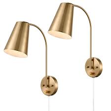 Free shipping & free returns*. Danxu Modern Plug In Wall Sconce With Cord Set Of 2 Gold Wall Light Amazon Com