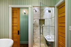 Daripada pakai sekat, lebih baik beri cekung atau jarak. Desain Area Shower Pada Kamar Mandi Yang Menyajikan Suasana Segar Dan Santai Furnizing