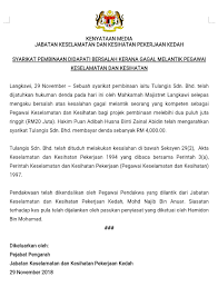 Akta keselamatan dan kesihatan pekerjaan 1994 menyatakan bahawa. Kenyataan Department Of Occupational Safety And Health Facebook