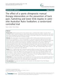 Pdf The Effect Of A Sports Chiropractic Manual Therapy