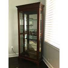 Vintage jasper oriental chinoiserie red display china cabinet curio credenza. Jasper Cabinet Cherry Glass Display Curio Cabinet Chairish