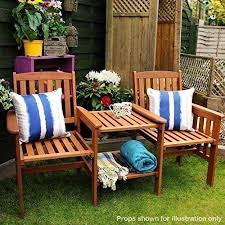 Every garden should have a love seat, a cozy and nice place where you can spend time with your loved ones. Garden Mile Acacia Hardwood Garden Love Seat Twin Jack And Jill Seat With Square Table Wooden Garden Bench Companion Seat Set Outdoor Garden Tete A Tete Seat Garden Furniture Buy Online In Angola At