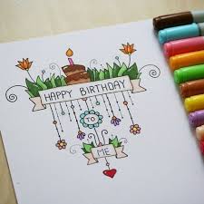 Happy Birthday To Me Birthday Card Drawing Happy Birthday Drawings Card Drawing
