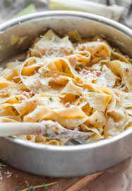 Creamy Leek And Pancetta Pappardelle Pasta A Beautiful Plate Recipes Cooking Recipes Pappardelle Pasta