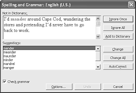 Checking Spelling Through The Spelling And Grammar Dialog Box Chapter 8 Making The Most Of Word S Proofing And Research Tools Part Ii Building Slicker Documents Faster Microsoft Office Word