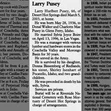 Obituary for Larry Hurlbert Pusey