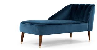 margot meridienne avec accoudoir a gauche bleu de minuit velours chaise recamiere chaiselongue