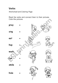 Check out our free printable coloring pages organized by category. Verbs Or Action Words Worksheet Coloring Page Esl Worksheet By Rockchiq234