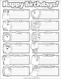 Happy Birthdays Chart Printable Labels Name Tags And