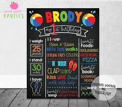 Beach Ball Birthday Chalkboard First Year Stats With Beach Etsy In 2020 Beach Ball Birthday Birthday Chalkboard Pool Birthday Party