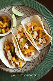 Chicken Mango Tacos Culinary Covers Sprinkled With Flour Food Filipino Recipes Food Network Recipes