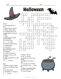 Halloween crossword, a spooky but nice free printable. Halloween Crossword