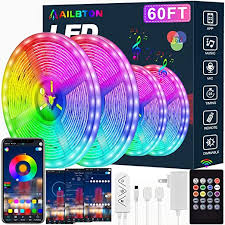Amazon Com Led Strip Lights 60ft Led Light Strip Music Sync Color Changing Rgb Led Strip Built In Mic Bluetooth App Control Led Tape Lights With Remote 5050 Rgb Rope Light Strips App Remote Mic 3 Button Home Kitchen