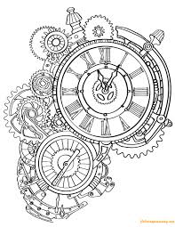 Steampunk cat printable adult coloring page from favoreads. Steampunk Wall Clock Coloring Pages Clock Coloring Pages Coloring Pages For Kids And Adults