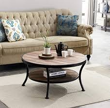 The beauty of the house is seen firstly from the first room the guests can visit that is the living room. O K Furniture Rustic Round Coffee Table For Living Room Industrial Cocktail Table With Open Shelving Vintage Brown Finish 1 Pcs Pricepulse