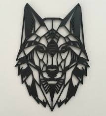 Geometric Wolf Head Wall Art Hanging Decoration Origami Style Etsy Geometric Wolf Tattoo Geometric Wolf Tattoos For Guys