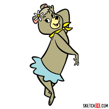 How to draw Cindy Bear | Yogi Bear - Sketchok easy drawing guides