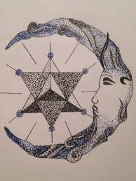 Tattoo Design Drawing Sketch Pen Art Moon Face Geometry Star Face Blue Dotwork Dot Illustration Art Art Sketches Tattoo Designs
