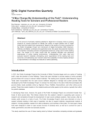 PDF) "It May Change My Understanding of the Field": Understanding Reading  Tools for Scholars and Professional Readers