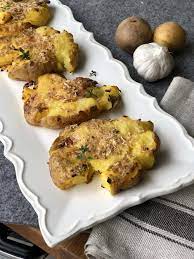 Garlic Smashed Potatoes Rezept Knoblauch Kartoffelbrei Kartoffelbeilagen Essen