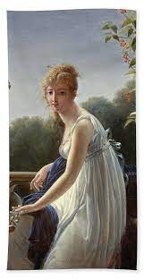 It was originally believed to have been painted by jacques louis david; A Young Woman Seated By A Window Beach Towel For Sale By Marie Denise Villers