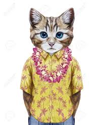 Tropical animals, plants, and cultural artifacts all work fine. Portrait Of Cat In Summer Shirt With Hawaiian Lei Hand Drawn Stock Photo Picture And Royalty Free Image Image 73832918