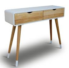 Console Dressing Table White 2 Drawers Vintage Retro Chic Side Telephone Konsolentisch Holz Schminktisch Modern Konsolen Tisch