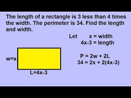 Example problems are provided and explained. Algebra Word Problems Geometric Shapes Rectangles 1 Of 2 Youtube