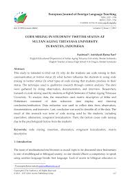 Beberapa hadits yang menganjurkan membaca bismilah baik sebelum maupun sesudah makan. Pdf Code Mixing In Students Twitter Status At Sultan Ageng Tirtayasa University In Banten Indonesia