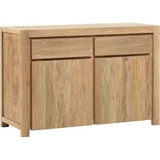 Les 2 portes vitrées donnent accès aux compartiments intérieurs et la partie supérieure comporte 2 tiroirs. Buffet En Teck Recycle Brosse Drift 2 Portes 2 Tiroirs