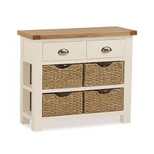 Ivory console table with drawers. Windsor Console Table With Baskets