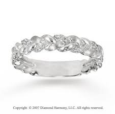 14k White Gold Stylish Braid 0 15 Carat Diamond Stackable Ring Braided Engagement Rings Braided Wedding Band Diamond