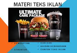 Oct 31, 2020 · teks iklan ialah media untuk mempromosikan barang atau jasa. Materi Teks Iklan Pengertian Struktur Kaidah Kebahasaan Dan Contohnya Rpp Co Id