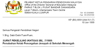 Memberikan khidmat nasihat dalam perlaksanaan aktiviti kelab pencegahan jenayah. Spi Bil 07 1999 Pekeliling Penubuhan Kelab Pencegahan Jenayah Di Sekolah Menengah Pekeliling Terbaru Kerajaan
