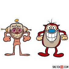 From fred and wilma to ren and stimpy: How To Draw Ren And Stimpy Sketchok Easy Drawing Guides